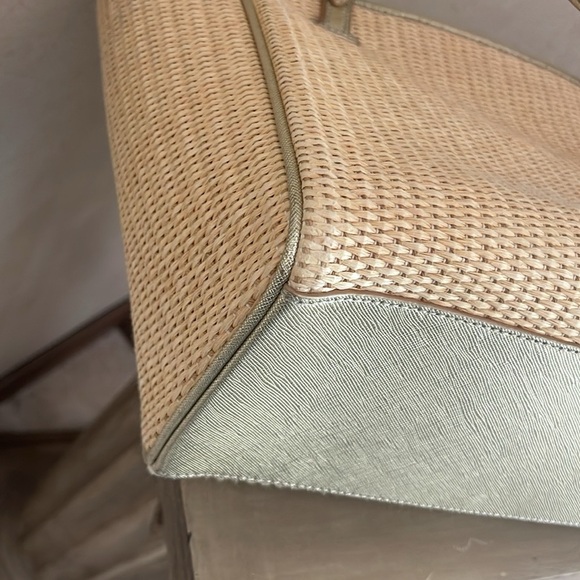 Tory Burch Trimmed Raffia Leather Tote Bag - Picture 8 of 8